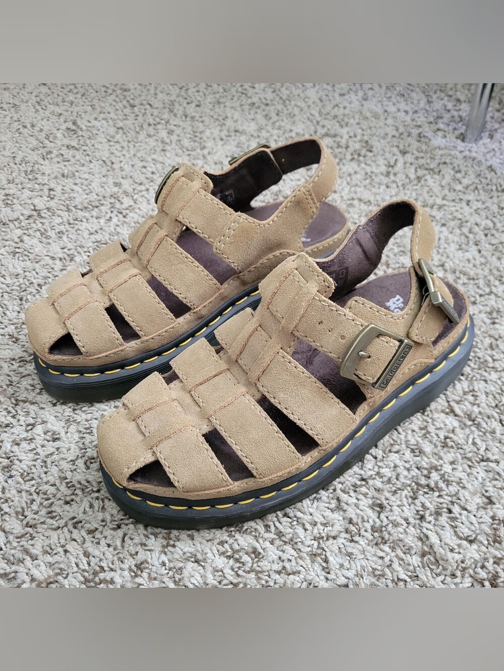 Dr. Martens Wrenlie Bronx Suede Leather Fisherman Sandals Shoes Tan M 6 / W 7
